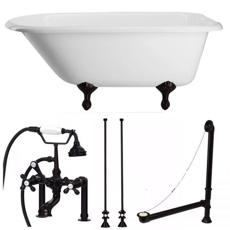 Chevington 72'' x 30'' Freestanding Soaking Cast Iron Bathtub with